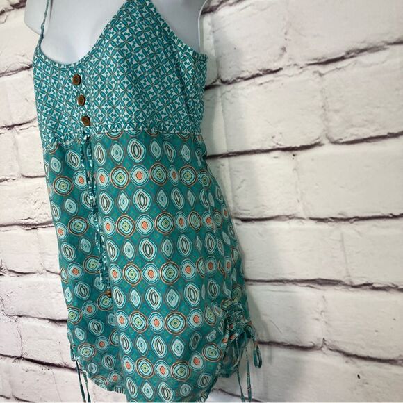 Vintage Anchor Blue Tank SZ M Tunic 100% Cotton Y2K 90’s Turquoise Orange Circle - Picture 4 of 16